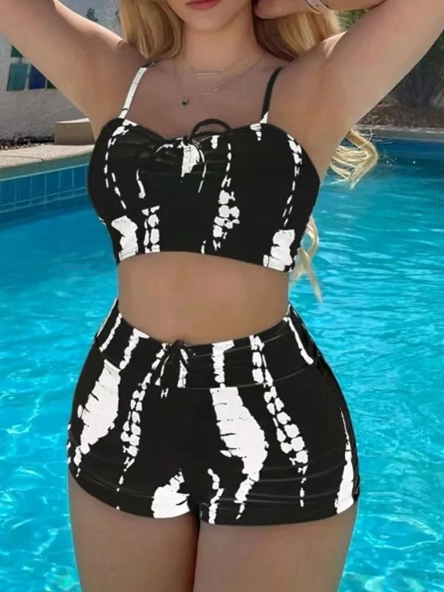 Drawstring Front Shorts Bikinis